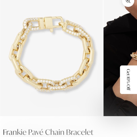 Melinda Maria Gold Frankie Pavé Chain Bracelet NEW - Picture 4 of 4